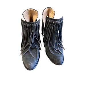 Sole Child Suede Fringe Ankle Boots Western Boho Size 9 Vintage Cowgirl Style